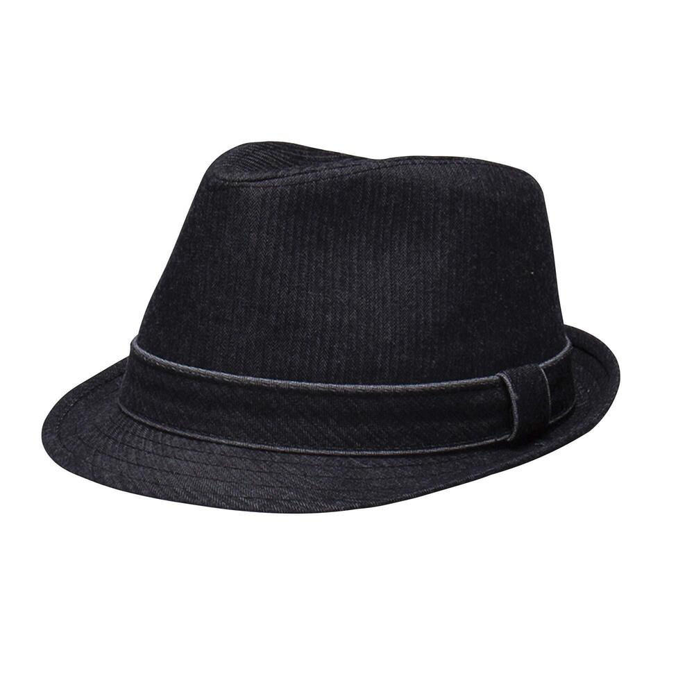 9519 Classic Fedora Hat, Black Denim, Small/Medium